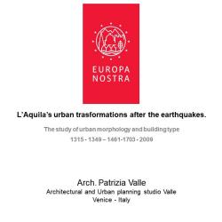 Studio Valle | presentazioni : Le trasformazioni urbane dell'Aquila dopo i terremoti
